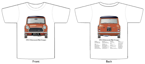 Innocenti Mini Cooper 1300 1973-75 T-shirt Front & Back